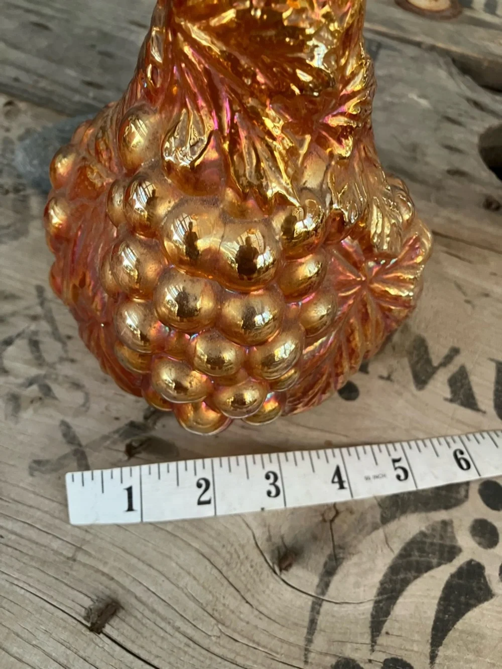 Vintage Imperial Grape Carnival Glass Vase Decanter Marigold